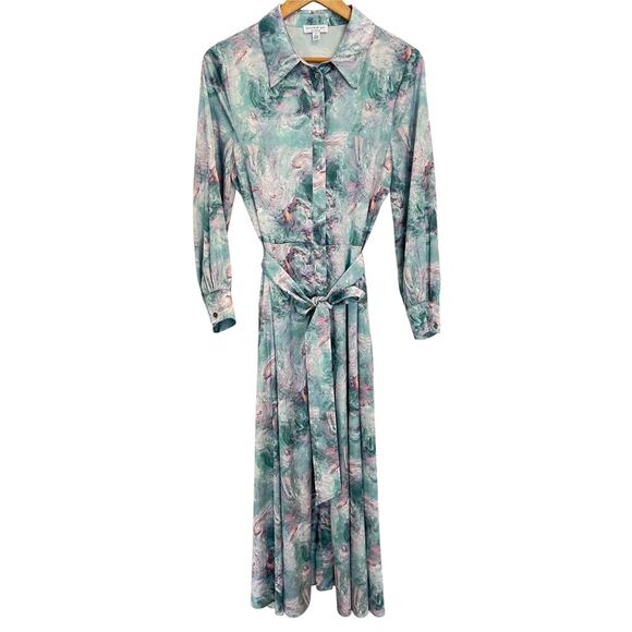 Current Air Los Angeles Marbled Motif Button Down Shirt Midi Dress size Small - Picture 2 of 10